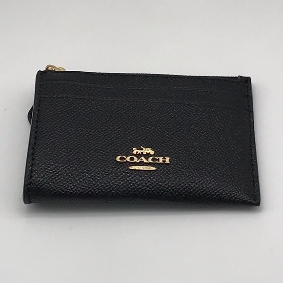 NWT! COACH Women`s Mini Skinny ID Case Black With Gold Hardware - Picture 2 of 7